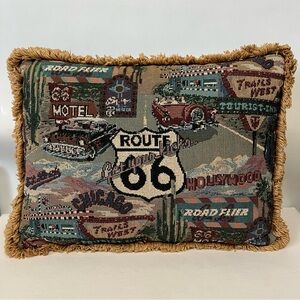 Vintage Route 66 Tapestry Pillow Hollywood Chicago